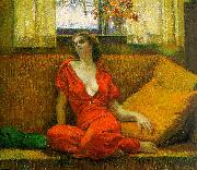 Wilson Irvine Lady in Red oil painting artist